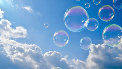 青空に浮かぶシャボン玉 Generative AI