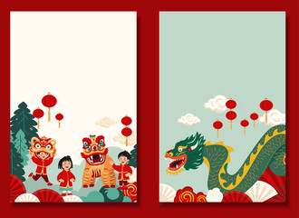 Fototapeta premium Flat Chinese new year banners