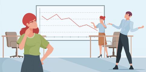Fototapeta premium People asking questions composition in flat design