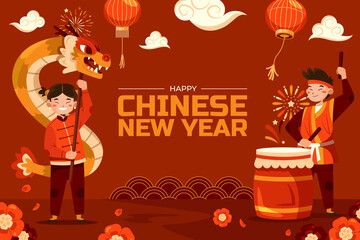 Flat Chinese new year background
