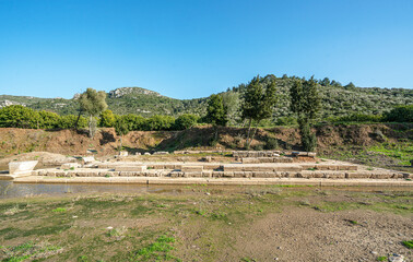 Scenic views of Claros (Klaros, Clarus), which was an ancient Greek sanctuary on the coast of Ionia. It contained a temple and oracle of Apollo, honored here as Apollo Clarius, İzmir