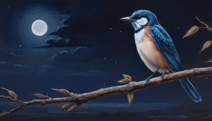 bird standing on a branch in the beautiful night 14