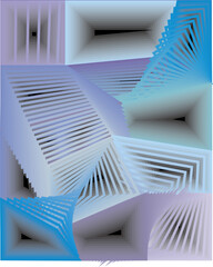 composition of geometric planes in shades of blue and purple as one of the elements in visual communication design