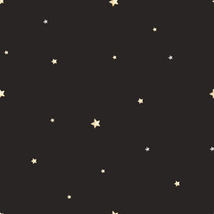 Seamless pattern watercolor stars on dark background, cute pattern for packaging or children's textile.