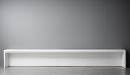 Modern white minimalistic bench on a grey background