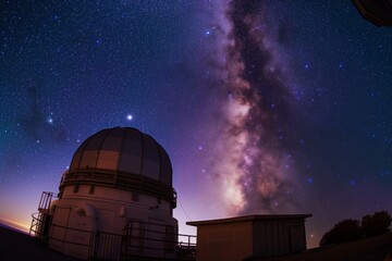 wideangle shot of observatory with celestial background