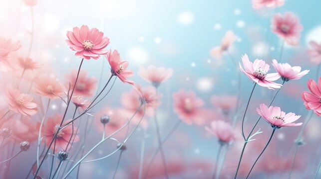 sweet flowers in soft style for background , generative ai,