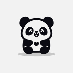 Panda flat logo vector template on white background