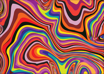 Fototapeta na wymiar Psychedelic wavy lines, marbling texture, Multicolored wallpaper graphic design.Wavy Swirl Seamless Pattern Groovy Background, Wallpaper, Print, fabric.