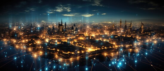 concept about internet and communication technology around the world, Global world telecommunication network connected around planet Earth