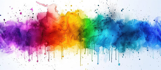 abstract colorful background with splashes and drips in rainbow colors.