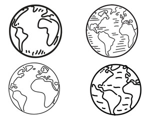 Globe Icon Internet Web Sign Symbol Set on white Background Vector illustration