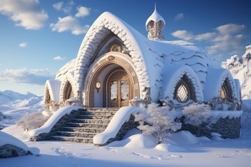 A traditional igloo in a snowy Arctic environment - obrazy, fototapety, plakaty