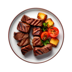 Churrasco served on a plate, png transparent background