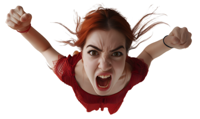 she is fighting yelling shaking fist