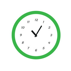 Clock icon in flat style, timer on color background. Vector design element