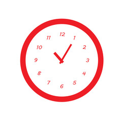 Clock icon in flat style, timer on color background. Vector design element