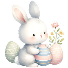 Watercolor Easter bunny Clipart, cute bunny, rabbit png, Spring season, easter egg, Nursery Decor