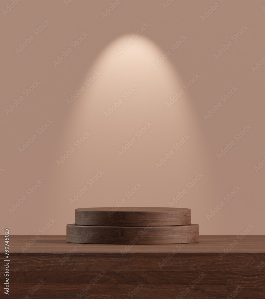 Poster modern 3d podium minimal wood display background with empty wooden beauty product design mockup bann