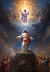 The Ascension Day of Jesus Christ Illustration, Christian Holiday, Generate AI