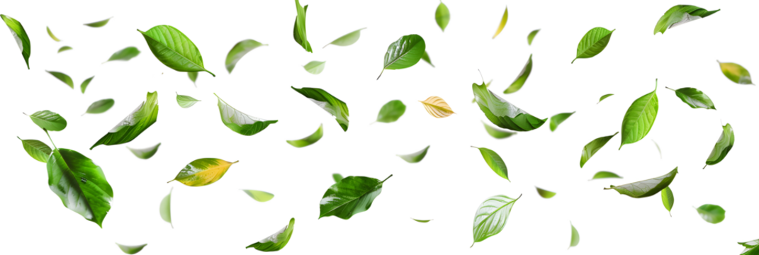 Isolate leaves movement falling slow down on transparent backgrounds 3d render png
