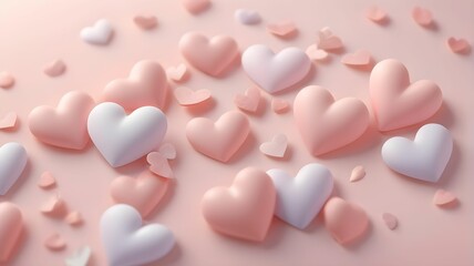 Fototapeta premium Pastel hearts, delicate background for Valentine's Day greeting card and celebration of love