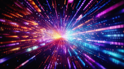 Digital colorful light burst. A vibrant symphony of abstract motion and futuristic energy, illuminating the night with dynamic shapes and explosive technological marvels