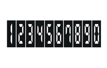 Digital clock number set. Electronic figures. Vector illustration.
