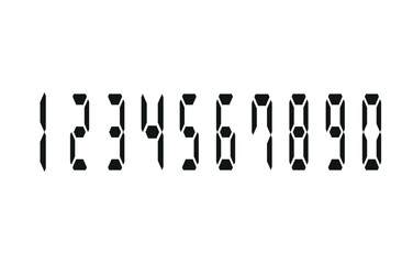 Digital clock number set. Electronic figures. Vector illustration.