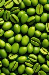Fresh Green Coffee Beans Close-Up