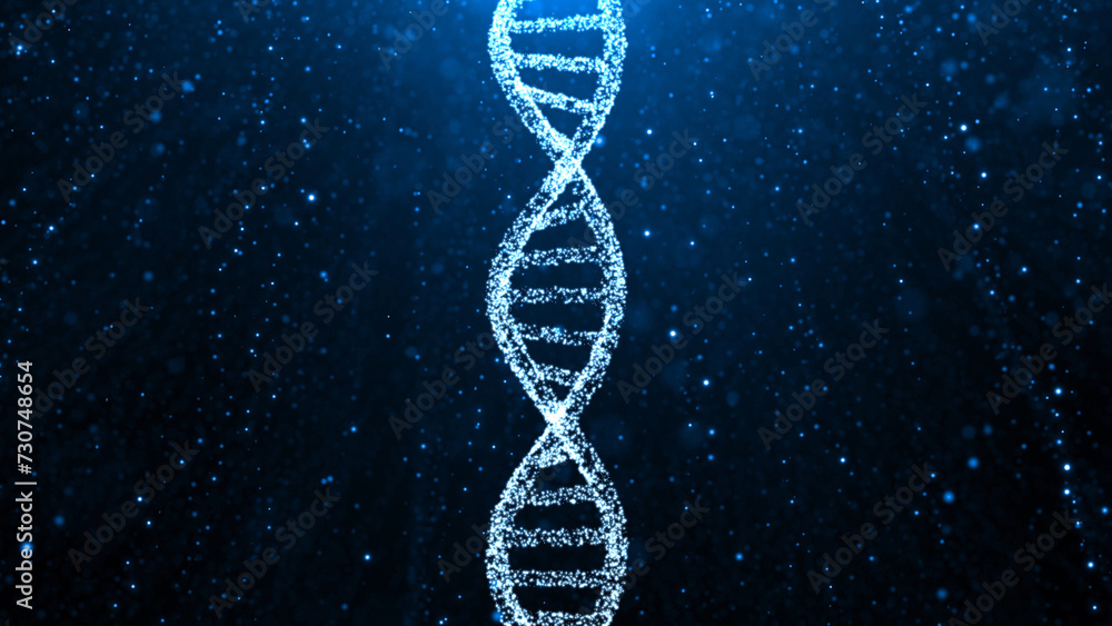 Canvas Prints dna cell structure rotation on artistic illustration background.