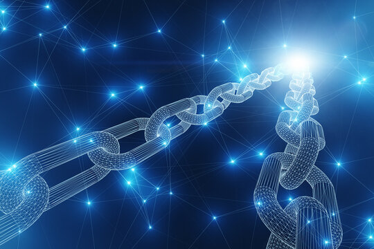 Abstract digital chains connection illustration background