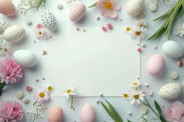 Fototapeta na wymiar Easter background with blank sheet