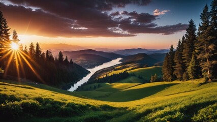 Sunrise in the mountains, Sunrise over the lake, sunset wallpaper, sunset background, The sun is rising and so are the mountains 