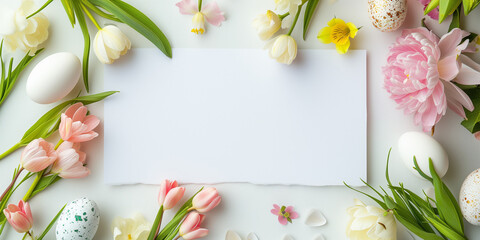 Naklejka na ściany i meble Easter background with blank sheet