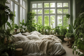 Unwind in a green living bedroom oasis, where nature-inspired decor promotes relaxation and rejuvenation.