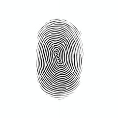 Fingerprint icon or logo. Thin black lines on a white background. Concept for security, identification, identifying criminals, design element.
