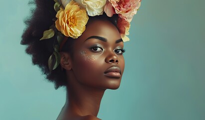 Woman Wearing Flower Crown - Powered by Adobe