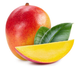Mango fruit with leaf isolate