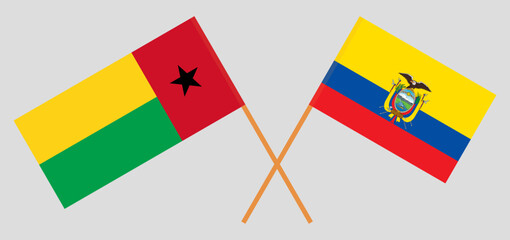 Crossed flags of Guinea-Bissau and Ecuador. Official colors. Correct proportion