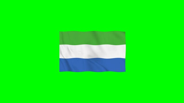 Sierra Leone Waving Flag Animation loop 4K Resolution on  Green Screen