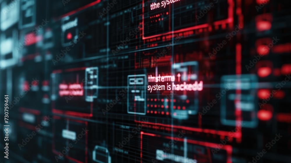 Poster A computer screen displaying red and black text. Suitable for technology and communication concepts