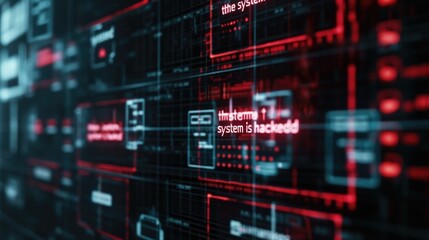 A computer screen displaying red and black text. Suitable for technology and communication concepts