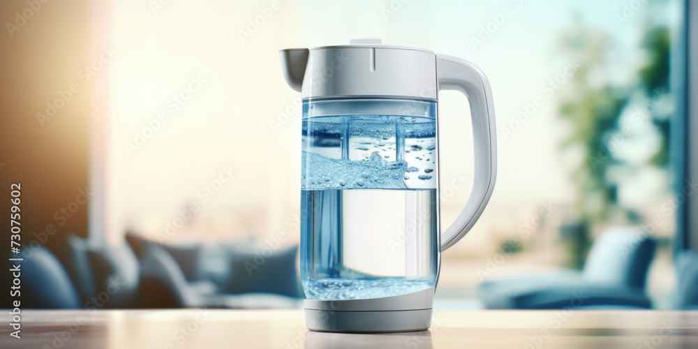 Aufkleber a glass pitcher filled with water sits on top of a table. suitable for various uses