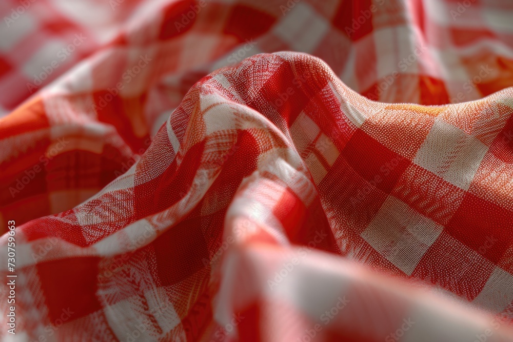 Poster A detailed view of a red and white checkered cloth. This versatile image can be used for various purposes