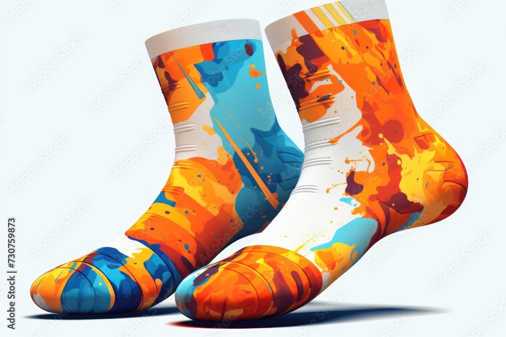 Poster Colorful socks with unique and vibrant designs. Perfect for adding a pop of color and style to any outfit
