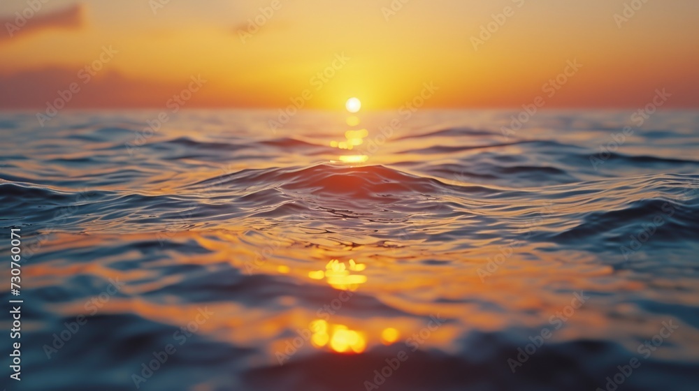 Aufkleber A serene image capturing the sun setting over the ocean. Perfect for beach-related themes and relaxation concepts