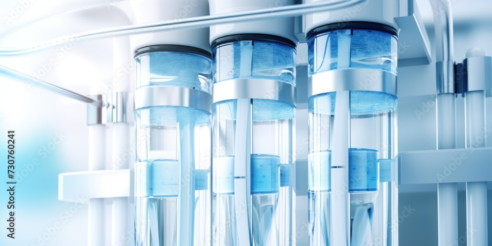 Poster Tubes filled with blue liquid. Versatile image suitable for various concepts