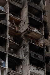 Kyiv, Ukraine - February 7, 2024. In the morning, the Russians fired missiles at Ukrainian cities. many apartments were destroyed by shrapnel from a downed rocket.