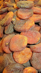 dried apricots on market stall
